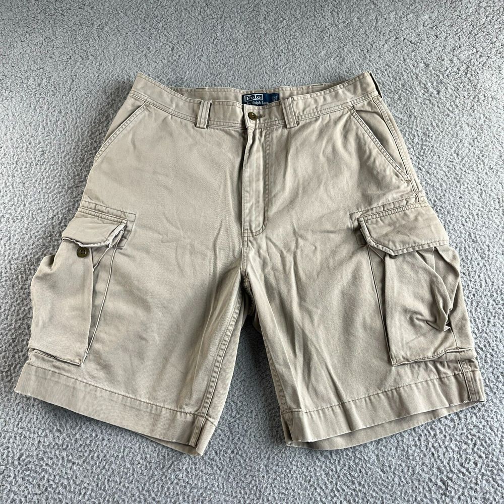 Polo Ralph Lauren Shorts Mens 34 Beige Cargo Classic Outdoor Skater Hip Hop Y2K‎